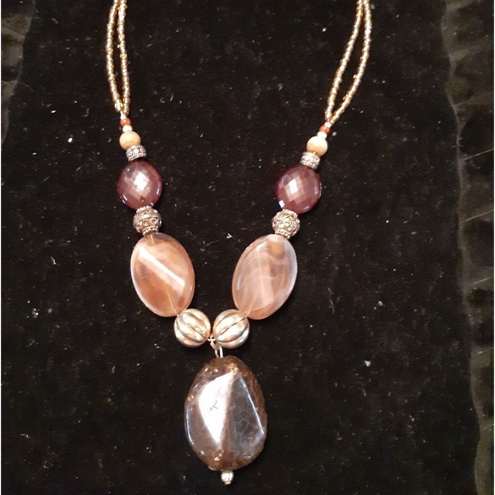 HANDBEADED GLASS DOUBLE-STRAND NECKLACE